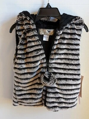 Chaleco con capucha sin mangas de piel sintética para niñas Foto 1 de 4