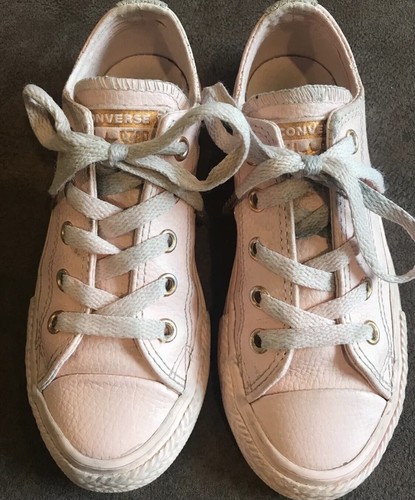 Converse All Stars scarpe da ginnastica basse in pelle rosa bambina taglia 12