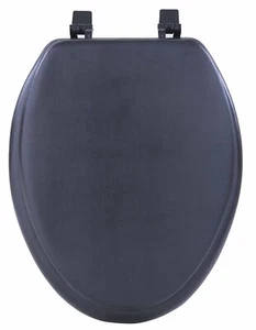 Black Soft Padded Toilet Seat Cushioned Elongated Cover Premium Bathroom Comfort - Picture 1 of 3