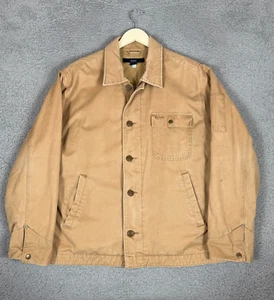 Vintage Gap Chore Coat Men's Large Canvas Jacket Work Utility Brown Heavyweight - Picture 1 of 8
