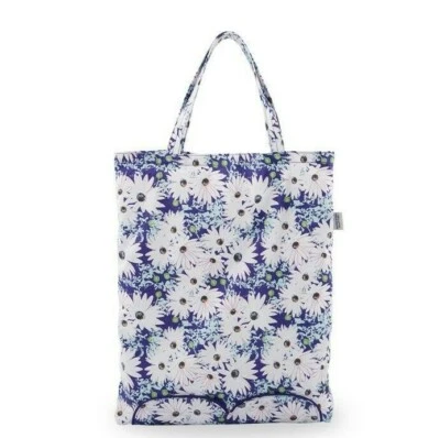 Sacola de compras dobrável roxa Naraya Daisy Collection 100% algodão com zíper  - Imagem 1 de 4