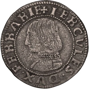 1471-1505 Grossone Ercole I Moneta Ducato di Ferrara Italia Argento (MO3655-) - Foto 1 di 2