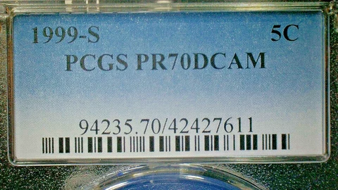 4th of JULY SALE EXTENDS U.S.--1999-S PCGS PR70DCAM JEFFERSON NICKEL KM#A192 Cover