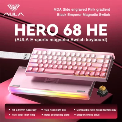 AULA HERO 68HE Magnetic Switch Keyboard Rapid Trigger 8K RGB Gaming Hot-Swap - Image 1 of 4