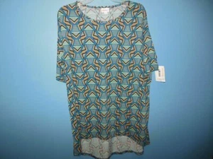 Ladies NWT Lularoe Irma Top Medium Blue& Orange Aztec Pattern - Picture 1 of 4