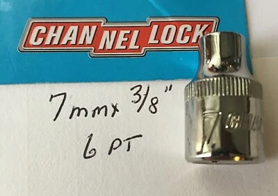 CHANNELLOCK  7 mm  x 3/8" DR  METRIC  SOCKET  6 Point Free USA Shipping - Image 1 of 4