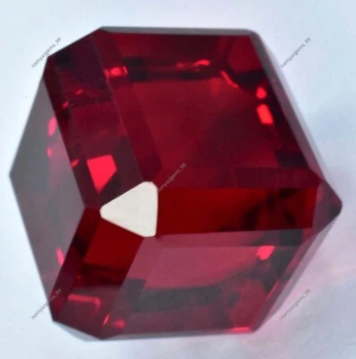 54 Extremely Rare Lab-Created Ruby Red Cube Cut Certified Loose Gemstone - Image 1 of 4