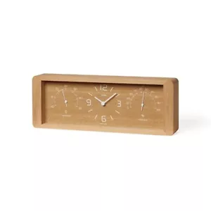 Lemnos Table Clock LC11-06 NT Natural Thermometer/Hygrometer Yokan Japan - Picture 1 of 6