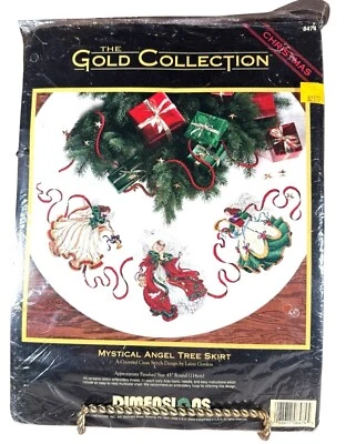 NOS Dimensions Mystical Angels Tree Skirt Kit Counted Cross Stitch DIY crafting - Image 1 of 4