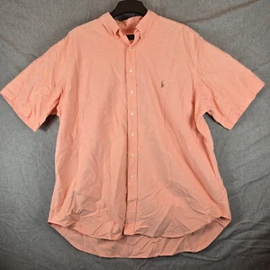 RALPH LAUREN PINK OXFORD BUTTON UP SHORT SLEEVE MEN'S SHIRT SZ 3XL TALL COTTON - Picture 1 of 7