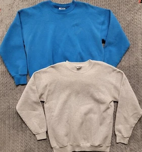 2 VINTAGE Lee Sweatshirt Herren einfarbig unbedruckt Rundhals schwer blau 2XL grau XLT - Bild 1 von 20