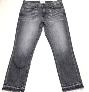 CURRENT ELLIOT Crop RelaxedJean Women 28 (36x26)Whisker Gray Denim Fray Cuff - Picture 1 of 19