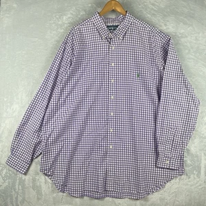 Ralph Lauren Shirt Men 3XLT Tall Stretch Purple Gingham Plaid Check Button - Picture 1 of 6