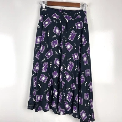 NEW Modcloth x Collectif Tarot Card Midi Megan Skirt Black Purple Size US 4 XS - Image 1 of 4