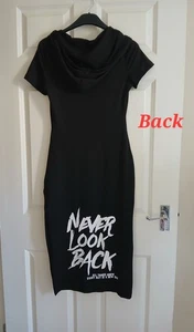Black Logo (Never Look Back) Hooded 3/4 Length Dress-Never Worn - Picture 1 of 5