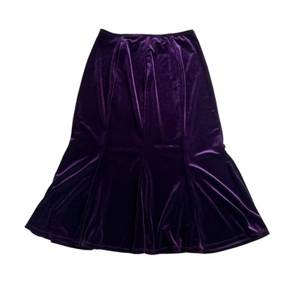 "Falda de terciopelo morado profundo Notations de colección S dobladillo acampanado longitud 27,5"" cintura elástica" Foto 1 de 4