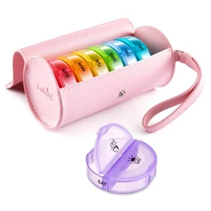 Fullicon PU Etui Wöchentlich Pillendose Organizer 2 Mal am Tag Reise 7 Tage Pillenbox... - Bild 1 von 8