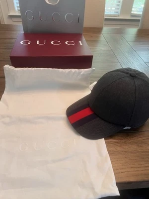 Gucci Men's Baseball Cap Gray Navy And Red limited - Image 1 of 4