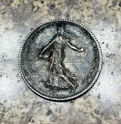 Moneda de plata Francia 1916 de 1 franco circulada sin clasificar 83% plata Foto 1 de 2