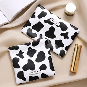 Capacity Mini Cosmetic Bag Cow PU Leather Lipstick Bag Self-closing Coin Purse - Picture 1 of 11