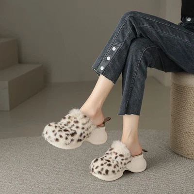 Зимние женские подлинный кроличий мех туфли на высоких каблуках теплый скольжения на снегу платье туфли - Изображение 1 из 4