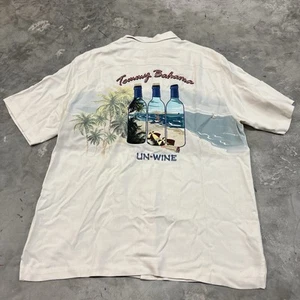 Tommy Bahama Embroidered "Un-Wine' 100% Silk Hawaiian Camp Shirt Size Large - Imagen 1 de 6
