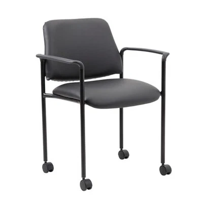 Boss Square Back Diamond Stacking Chair With Arm in Black Caressoft - Image 1 of 3
