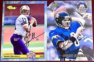 Mark Brunell fmr Jacksonville Jaguars NFL QB tarjeta de fútbol americano autógrafo LOTE X2 - Imagen 1 de 2