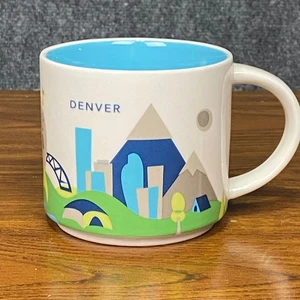 2017 Starbucks Denver You Are Here Collection Coffee Mug White Turquoise 14oz - Picture 1 of 6