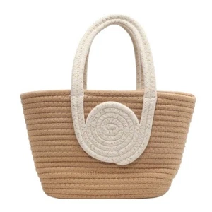 Cotton Rope Weave Straw Bag Bohemian Style Raffia Handbag Holiday - Picture 1 of 16