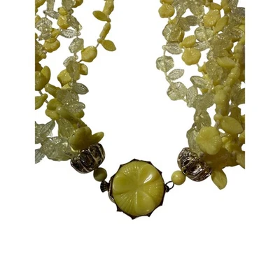 Gargantilla con cuentas vintage de flores amarillas de varios hilos - collar llamativo Foto 1 de 4