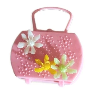 Vintage Barbie Clone Pink Floral Purse Handbag Hong Kong  - Picture 1 of 7