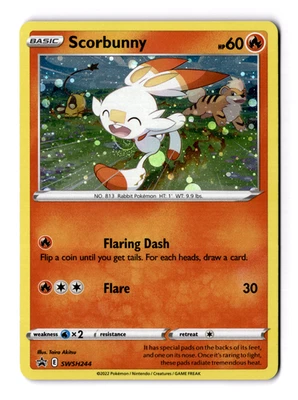 Scorbunny - (Cosmos Holo) SWSH244 SWSH: Sword & Shield Promo Cards Holo Swirl - Image 1 of 3