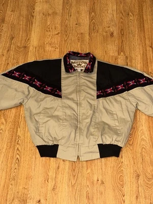 Jaqueta asteca vintage Western Frontier cáqui multi sudoeste EUA cobertor forrado LRG - Imagem 1 de 4