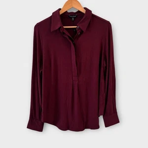 Universal Standard Womens Knit Elbe Shirt Size XS/10-12 Burgundy Popover NWT - Picture 1 of 12