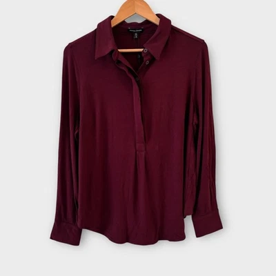 Camisa Elba Tejida Universal Standard Para Mujer Talla XS/10-12 Borgoña Popover Nueva Con Etiquetas Foto 1 de 4