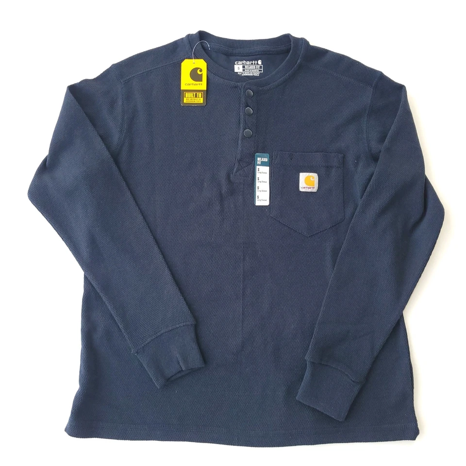 Carhartt Mens Relaxed Fit Heavyweight L/S Henley Pocket Thermal Shirt Size S