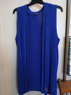 Chaleco Largo KLG & Co. Para Mujer Vintage Azul Acetato Lycra Talla 1X Estrás Decoración Foto 1 de 4