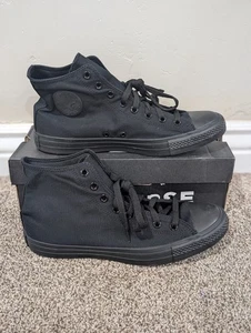 Size 10 Men's/12 Women's Converse C Taylor A/S High Top Black Lace Up Sneakers - Picture 1 of 8