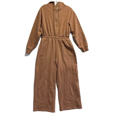 Victoria's Secret Pink Ski Club Ivy Fleece Hoodie Wide Leg Jumpsuit Toffee Large - Image 1 of 4
