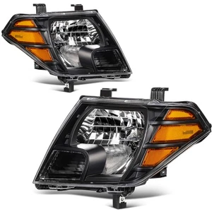 For Nissan For Frontier Truck 2009-2021 Pair Black Halogen Headlights Assembly - Picture 1 of 9