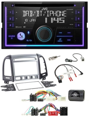 JVC Lenkrad USB 2DIN DAB Bluetooth CD Autoradio für Hyundai SantaFe 2010-2012 4 - Bild 1 von 4