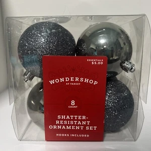 8 Count Shatter Resistant Ball Christmas Tree Ornaments 2.5" Silver New - Picture 1 of 8