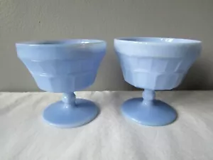 Menge 2 Jeannette Doric Delphite Blaufuß Sherbet Dessert Tassen - Bild 1 von 6