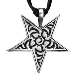 Tribal Star Pewter Pendant adjustable, Gothic Biker Goth Surfer - Picture 1 of 2