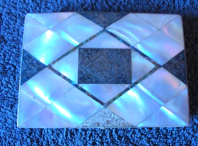 Hermosa MADRE DE PEAL VICTORIANA CON ESTUCHE DE LLAMADA DE TARJETA PLATEADO MUY RARA Foto 1 de 4