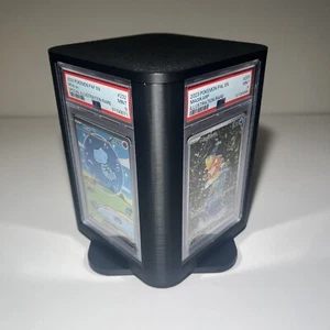 PSA & Top Loader Display | Rotatable w Storage, Magnetic Cover, Displays 4 Cards - Picture 1 of 10