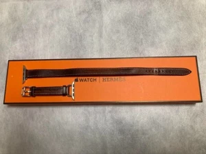 HERMES Apple Watch 38/40/41mm Bracelet Cuir Marron Fauve Double Tour avec Boîte - Photo 1/13