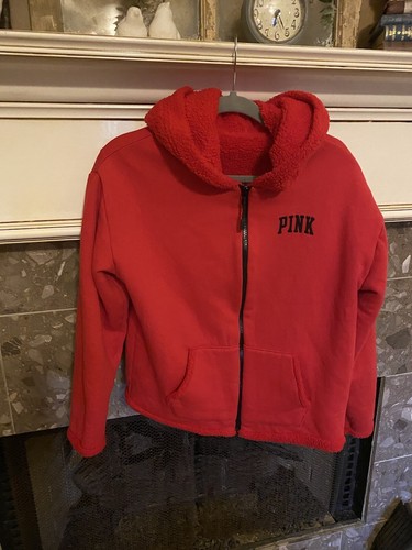 UNDERCOVER Giacca con cappuccio Sherpa Victorias Secret ROSA taglia piccola rossa reversibile cerniera intera