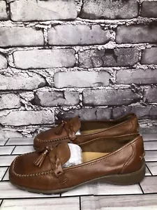 Thom McAn Brown Leather Tassel Slip On Comfort Loafers Shoes Women Sz 9W US/40EU - Picture 1 of 16